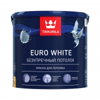 Краска для потолка Tikkurila Euro White (Тиккурила Евро Уайт) белая